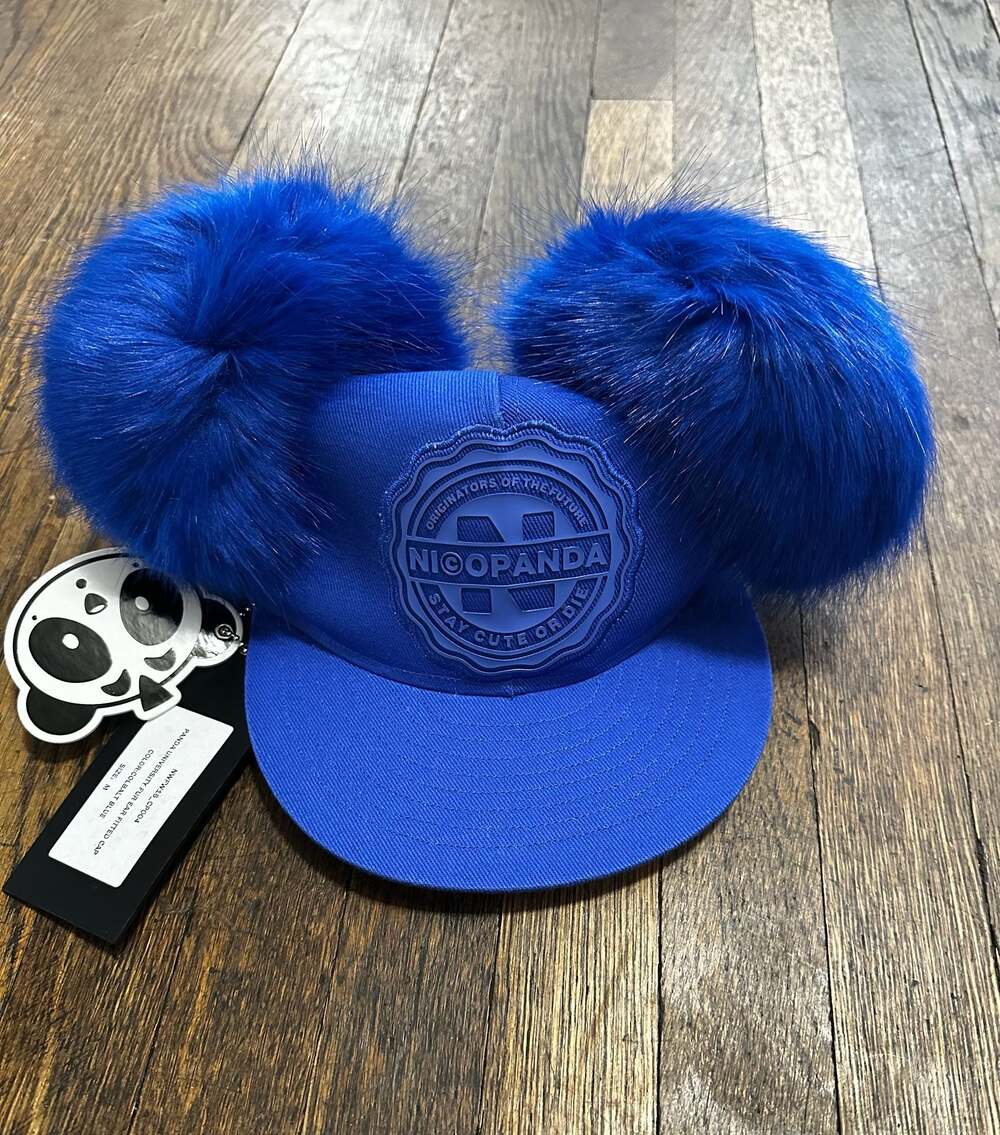 Nicopanda Panda University Fur Ear Fitted Cap Cobalt Blue Size M